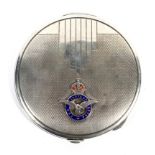 WWII Art Deco style silver hallmarked compact with RAF badge to the lid.