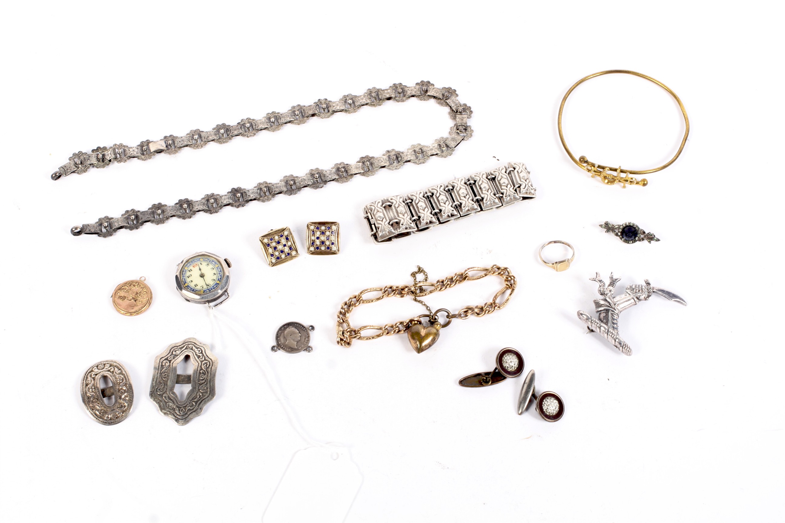 An assortment of gold and silver jewellery.