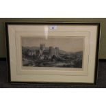 A 19th century print of 'Wells Cathedral'. Drawn by John O'Connor and engraved by John Saddler, 40.