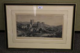 A 19th century print of 'Wells Cathedral'. Drawn by John O'Connor and engraved by John Saddler, 40.