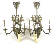 A pair of 19th century bronzed wall scones.