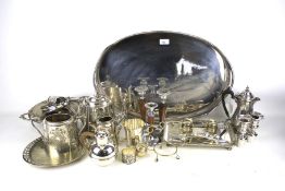 An assortment of 19th century and later silver plate.