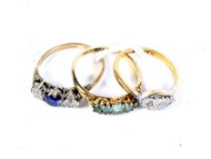 Three assorted ladies dress rings.