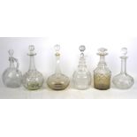 Six Victorian and later glass decanters.