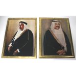 Print of a Fahd of Saudi Arabia and one other similar. 88cm x 114cm and 84.5cm x 112cm.