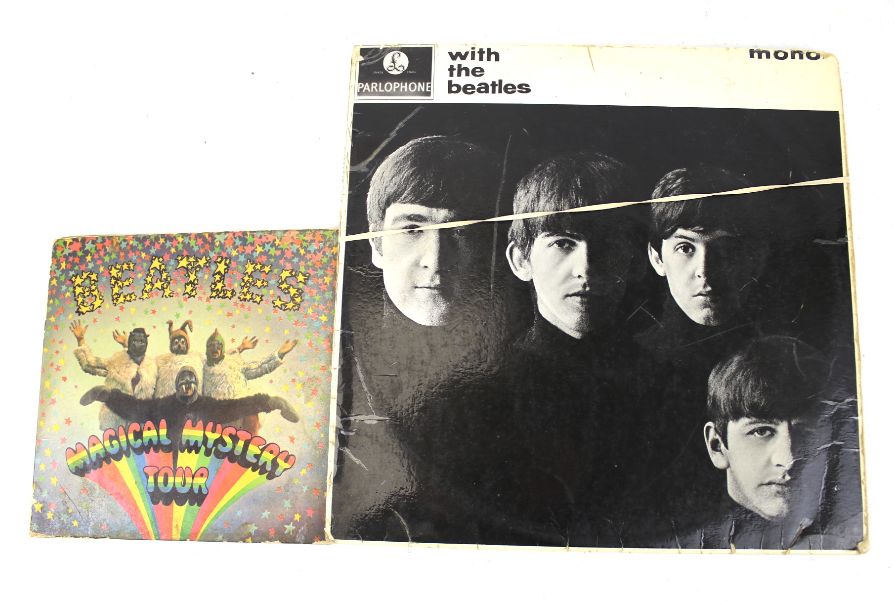 The Beatles vintage vinyl records.