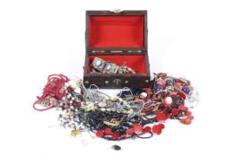 A jewellery box and a box of costume jewellery.