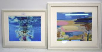 Two contemporary pictures, framed and glazed.