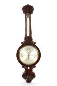 A Victorian rosewood banjo shaped barometer by Eames & Sons (Broad Street, Bath).