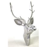 A contemporary chrome wall ornament modelled as a deer head.