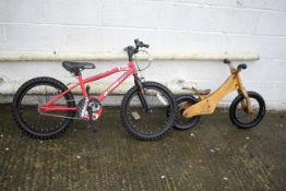 Two childrens' bicycles.