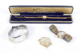 Four assorted gents and ladies wristwatches.