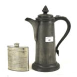 A hip flask and a pewter stein.