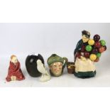 Three Doulton figures.