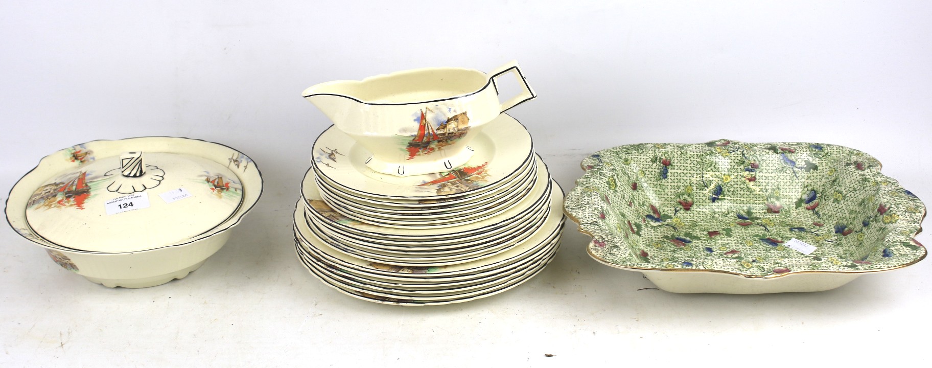 A Myott 'Vandyke' Staffordshire dinner service for six.