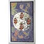 A clown fish mosaic. In frame L105cm x W62cm.
