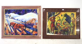 A pair of paintings by local artists.