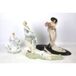 Collection of four porcelain lady figures. Comprising three Royal Doulton and one Tosca.