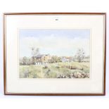 Eric Challis (20th/21st Century), watercolour of Stambridge Hall in a rural landscape.