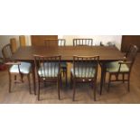 A 1960s Danish teak dining table and six chairs.