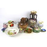An assortment of vintage mixed ceramics. Including a Doulton salt glazed harvest jug etc. Max.