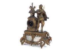 A late 19th century German slate and gilt-metal mounted figural mantel clock.