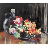 Isabel Joan Clarke Gillian (1894), Still life of Flowers and an Old Flagon, watercolour on paper.