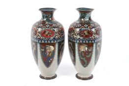 A pair of Japanese Meiji period cloisonne vases.