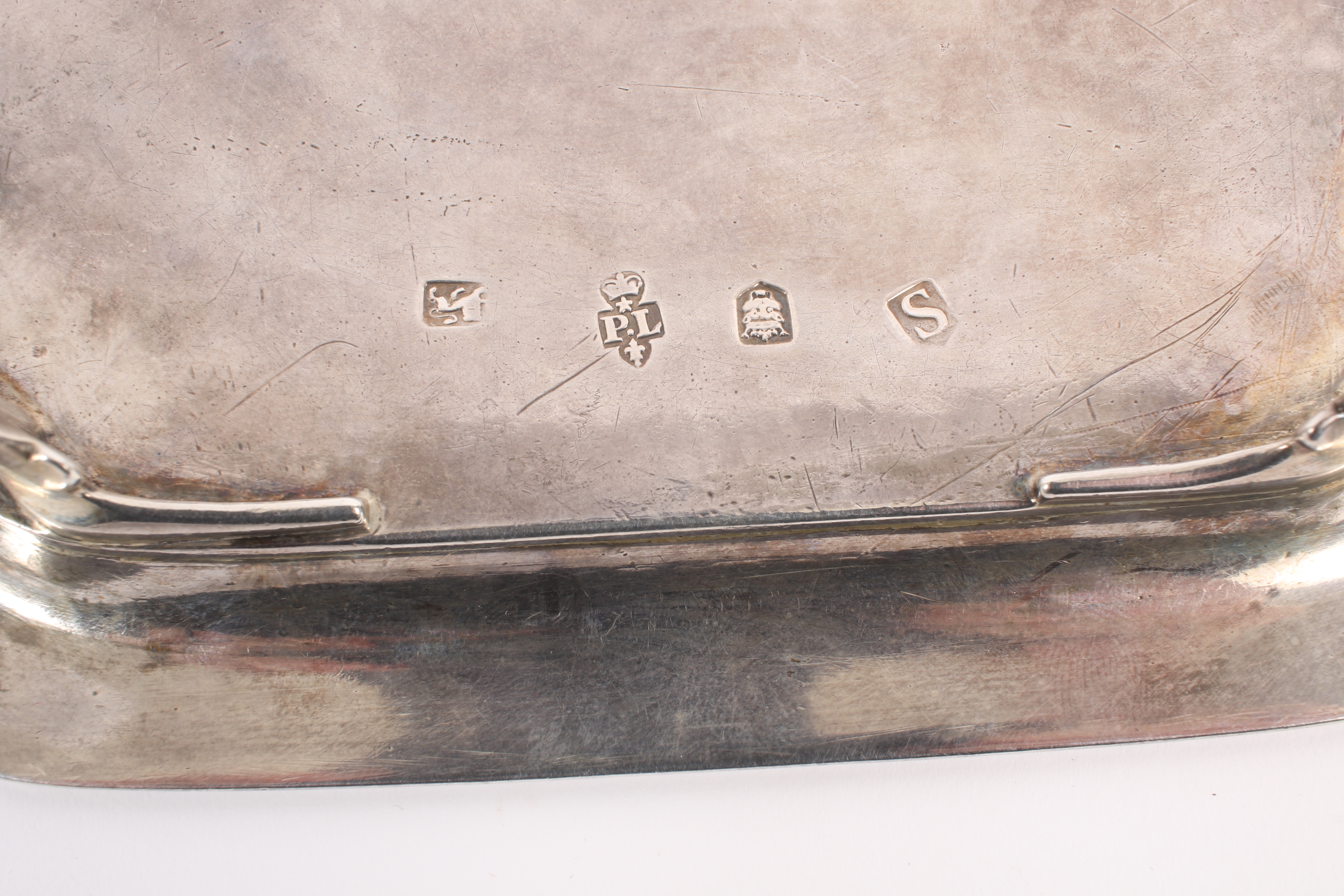 Paul de Lamerie, a matched set of three early George II silver square waiters. - Image 5 of 9