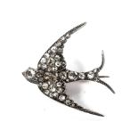 A late Victorian rose diamond swallow brooch.