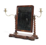 A Victorian mahogany and brass mounted dressing table mirror.