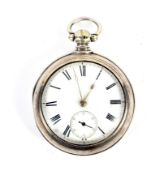 A 19th century silver pair case pocket watch. Unmarked fusee movement no 11873 with dust cover.