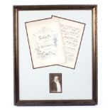 A framed sepia printed portrait of Beethoven and an early 20th century copy.