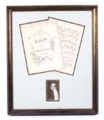 A framed sepia printed portrait of Beethoven and an early 20th century copy.
