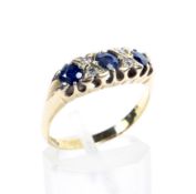 An early 20th century gold, sapphire and diamond dress ring.