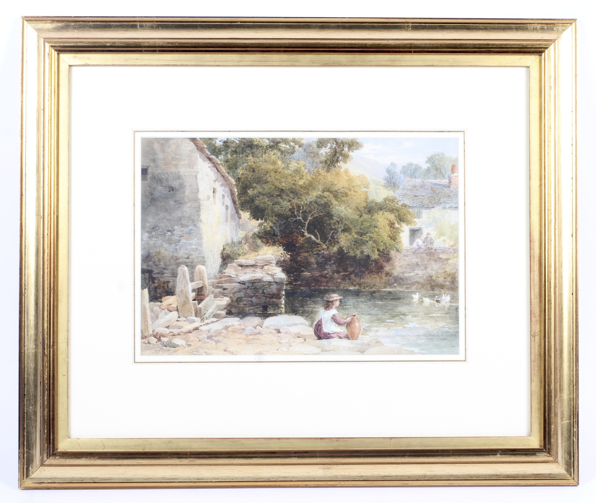 John Henry Mole (1814-1886), By the Village Pond, watercolour on paper. - Image 2 of 3