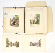 A portfolio of coloured etchings titled Original Etchings of Canterbury after Tatton Winter RBA