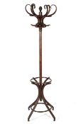An early 20th century stained bentwood hat and coat stand.
