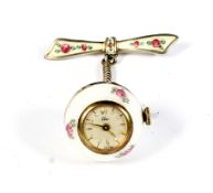 Ciro, a Continental enamelled spherical fob watch and ribbon bow fob.