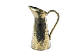 A Victorian brass tapering cylindrical jug.
