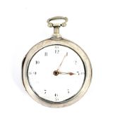 A 19th century silver pair case pocket watch. Engraved 'Rob Fletcher, Chester', fusee movement no.