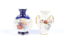 Two small Royal Worcester blush ivory ground vase, circa 1900.