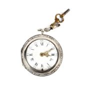 A 18th century George III silver pair cased pocket watch.