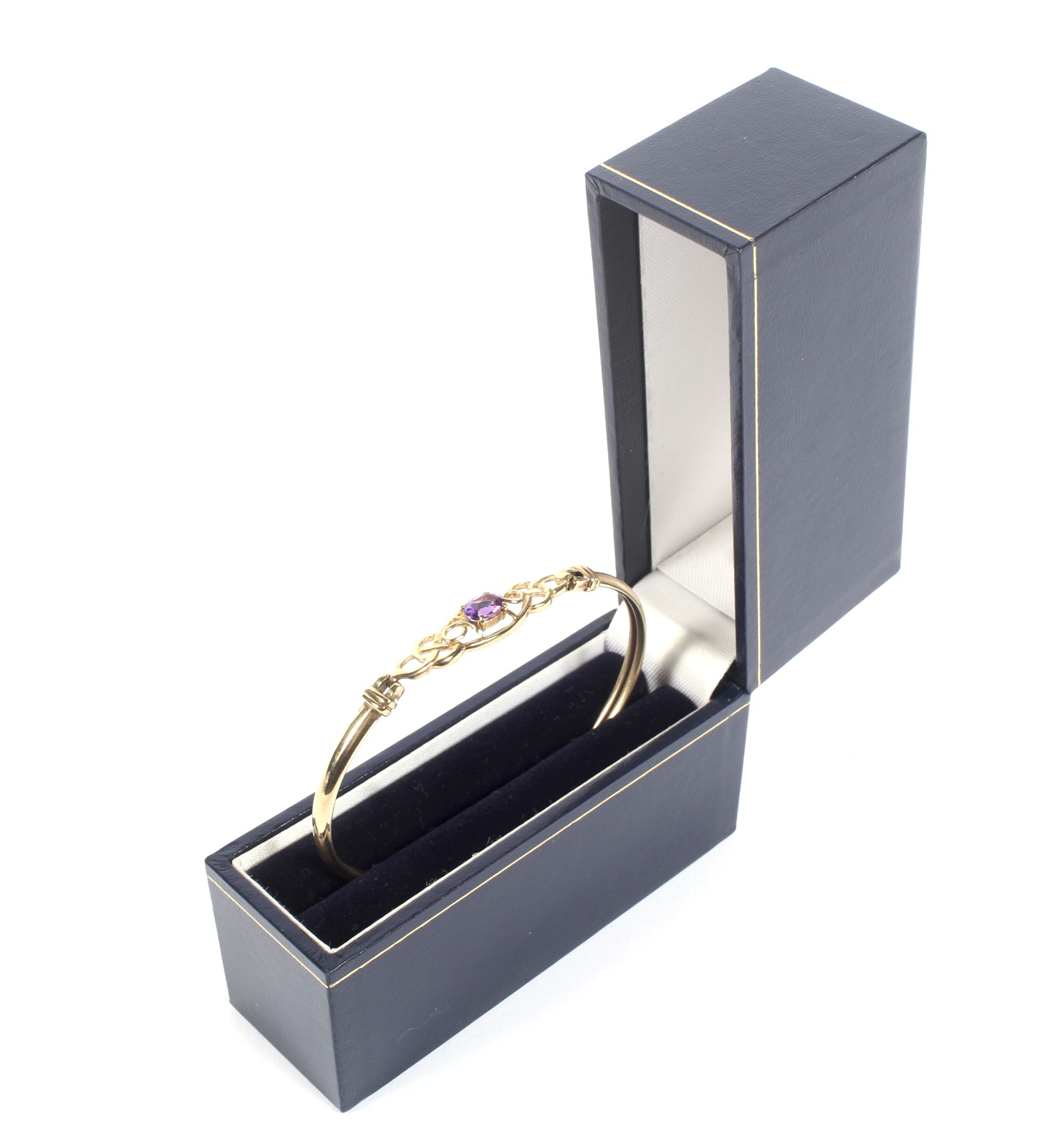 A modern 9ct gold and amethyst single stone bangle. - Image 2 of 3