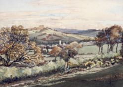 Late 19th/Early 20th Century School, A View of a Rural Landscape, with village in the distance.