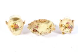 A group of Royal Worcester blush ivory ground wares, circa 1900.