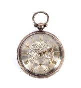 A William IV silver cased open face pocket watch, circa 1830. The fusee lever movement signed 'J .