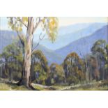 Ronald Peters (1937-2003), Bundanoon Gorges, NSW, oil on board. Signed lower right, 16.5cm x 11.