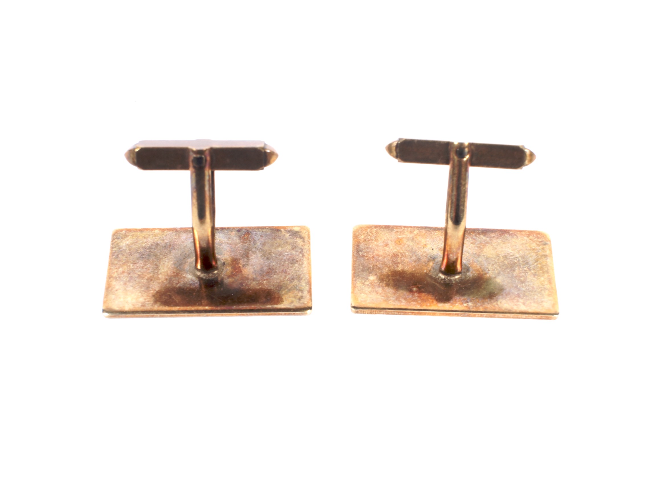 A pair of 9ct gold baton-twist and rectangular panel cufflinks. - Image 2 of 2