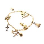 A vintage Italian gold anchor-link 'charm' bracelet.